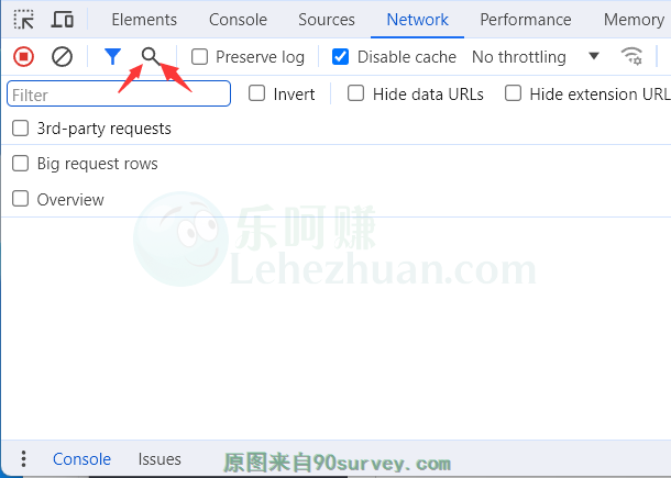 浏览器按F12，点击NetWork，再点击放大镜