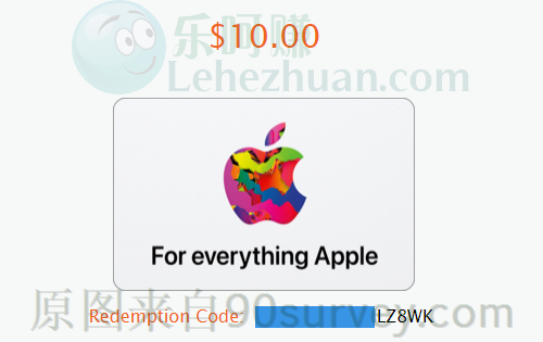 一张面值10美金的Apple Gift Card 苹果礼品卡 一张面值10美金的Apple Gift Card 苹果礼品卡