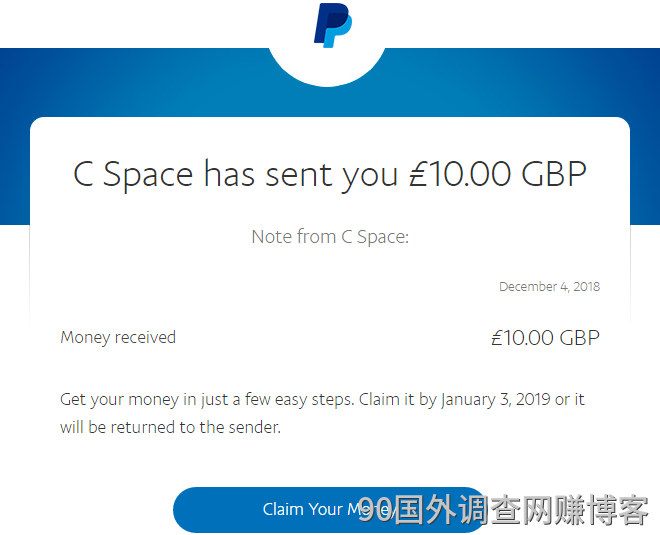 2018 年，CSpace 到账 500 多英镑的收款记录截图