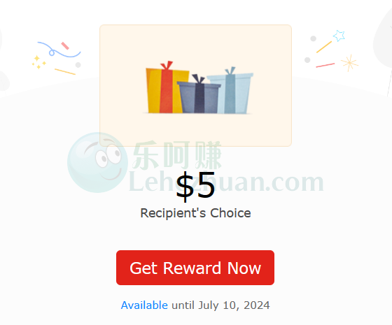 2024 年，联想社区 Amazon 礼品卡到账 5 美元的收款记录截图