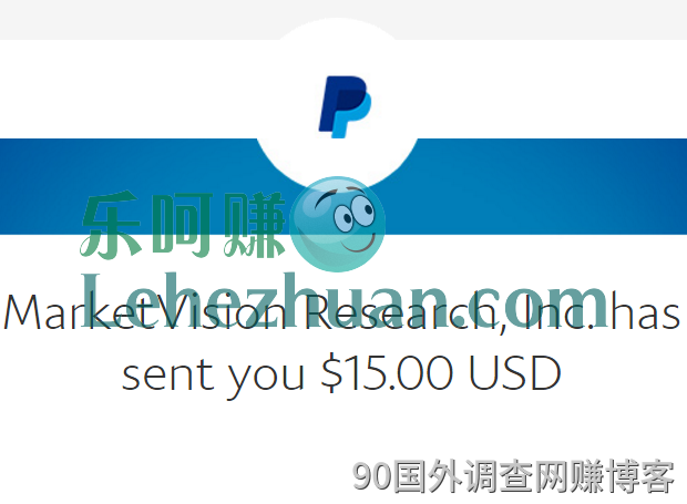2019 年，MVR PayPal 到账 15 美元的收款记录截图