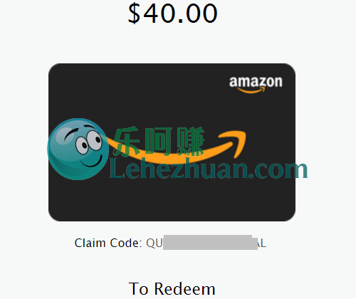 2019 年，Recollective Amazon 礼品卡到账 800 美元的收款记录截图