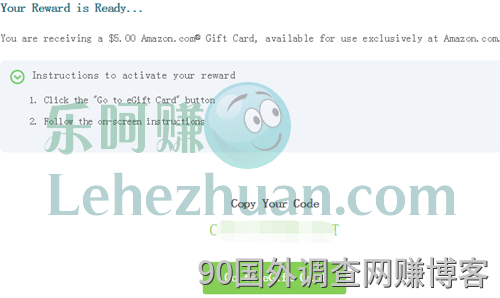 2019 年，国外调查网站 Amazon 礼品卡到账 5 美元面值的收款记录截图