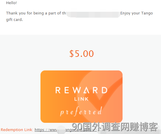 2019 年，国外调查社区奖励发的是链接形式的 Tango Card，5 刀秒付