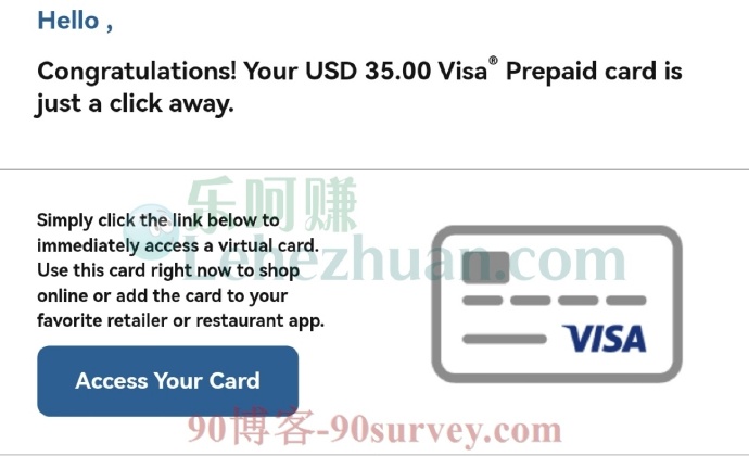 2022 年，国外付费社区 虚拟 Visa 卡到账 35 美元的收款记录截图