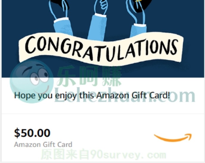 2023 年，Amazon 礼品卡到账 50 美元的收款记录截图