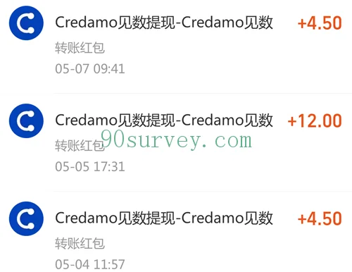 2025 年，Credamo 见数国际站支付宝到账 21 元的收款记录截图